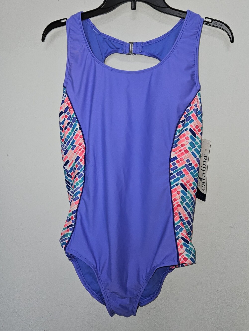 Catalina women's Purple One-Piece Swimsuit with Pink & Teal Tile Print